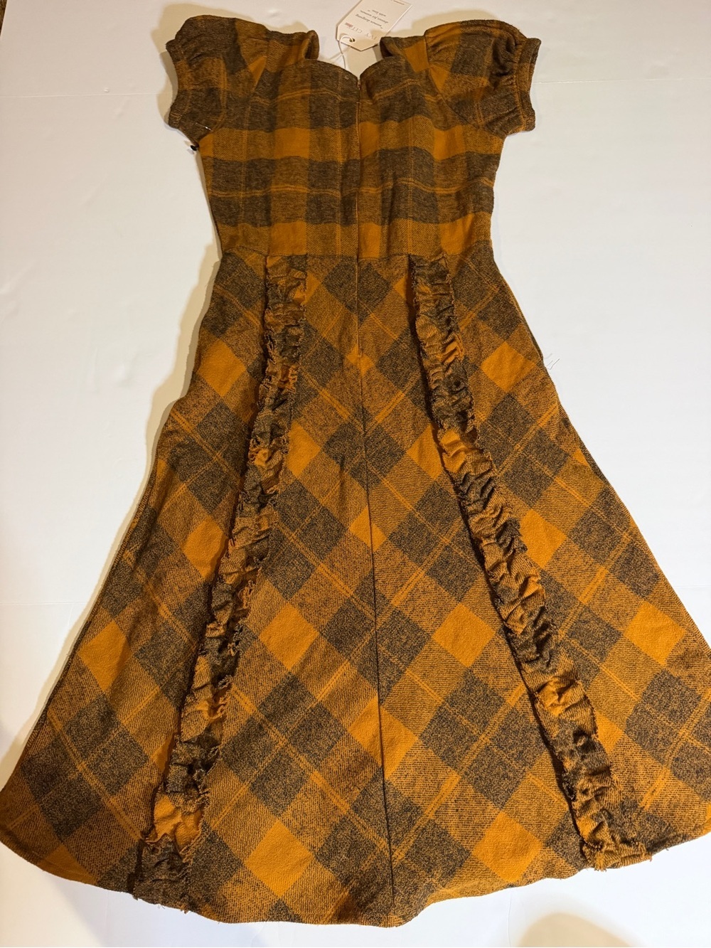 Ivy City Co Orange and Brown Plaid Midi Dress - Picture 2 of 6